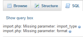 phpMyAdmin import.php Missing parameter problem solved 1